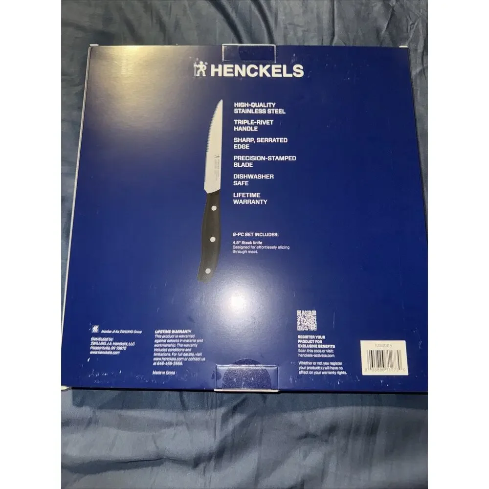 J A Henckels 8 Piece Steak Knife Set Knives Stainless Steel Serrated Lifetime